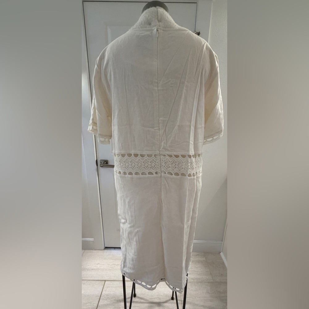NWT Ann Taylor Sheath Dress - White Linen and Lace, Short-Sleeved - Picture 4 of 8
